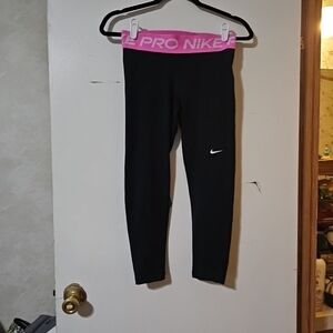 Nike Kids Black Leggings with Pink Waistband